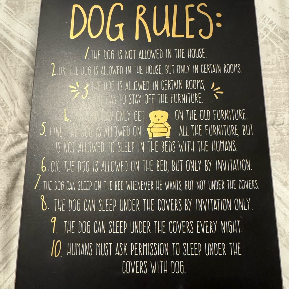 Hobby Lobby Brown and Gold Dog Rules Plaque